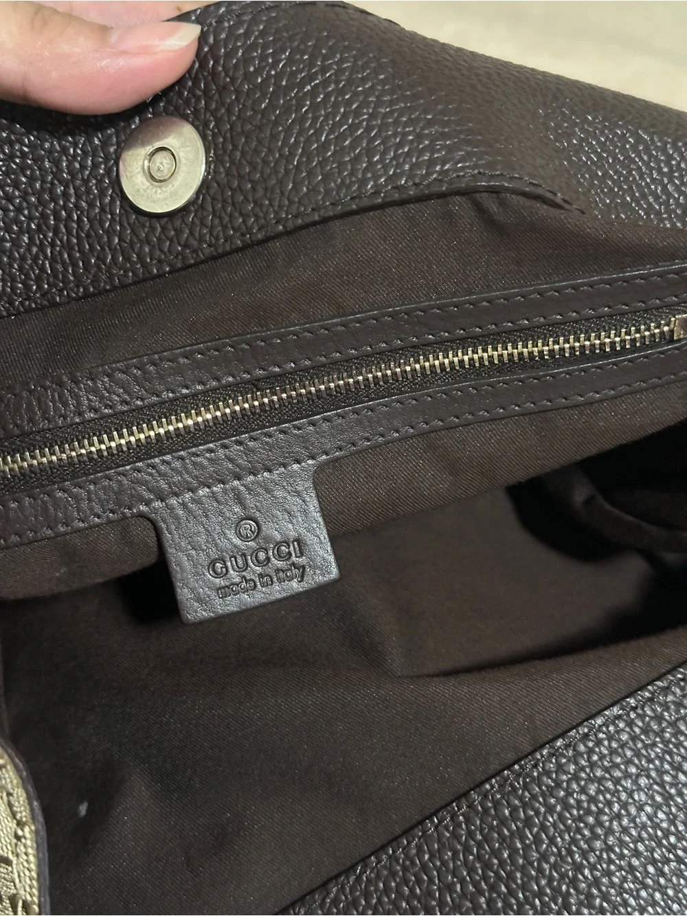 Gucci Vintage GG Canvas Charlotte Crossbody Bag – Brown Leather Trim (203503)